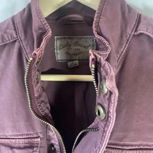 Lucky Brand Distressed Burgundy Utility Jacket Sz S